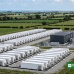 Iceni battery storage facility with rows of battery containers next to the Hornsea 3 converter station
