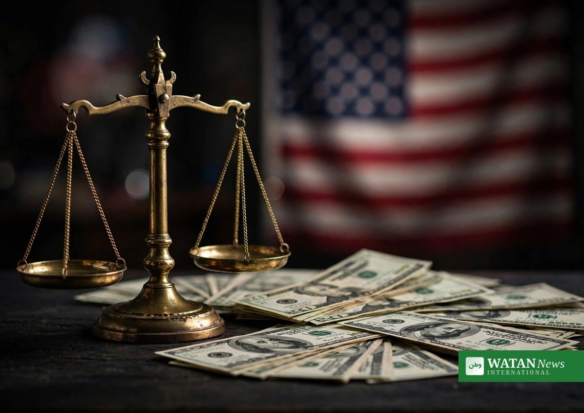 Scales of justice, US dollars and the US flag — the Brazil Trump funding plan proposed a $1 million grant aimed at Brazil's supreme court