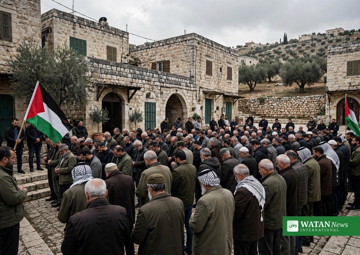 Mourners gather for funeral prayers for Mashhour Yassin in the occupied West Bank