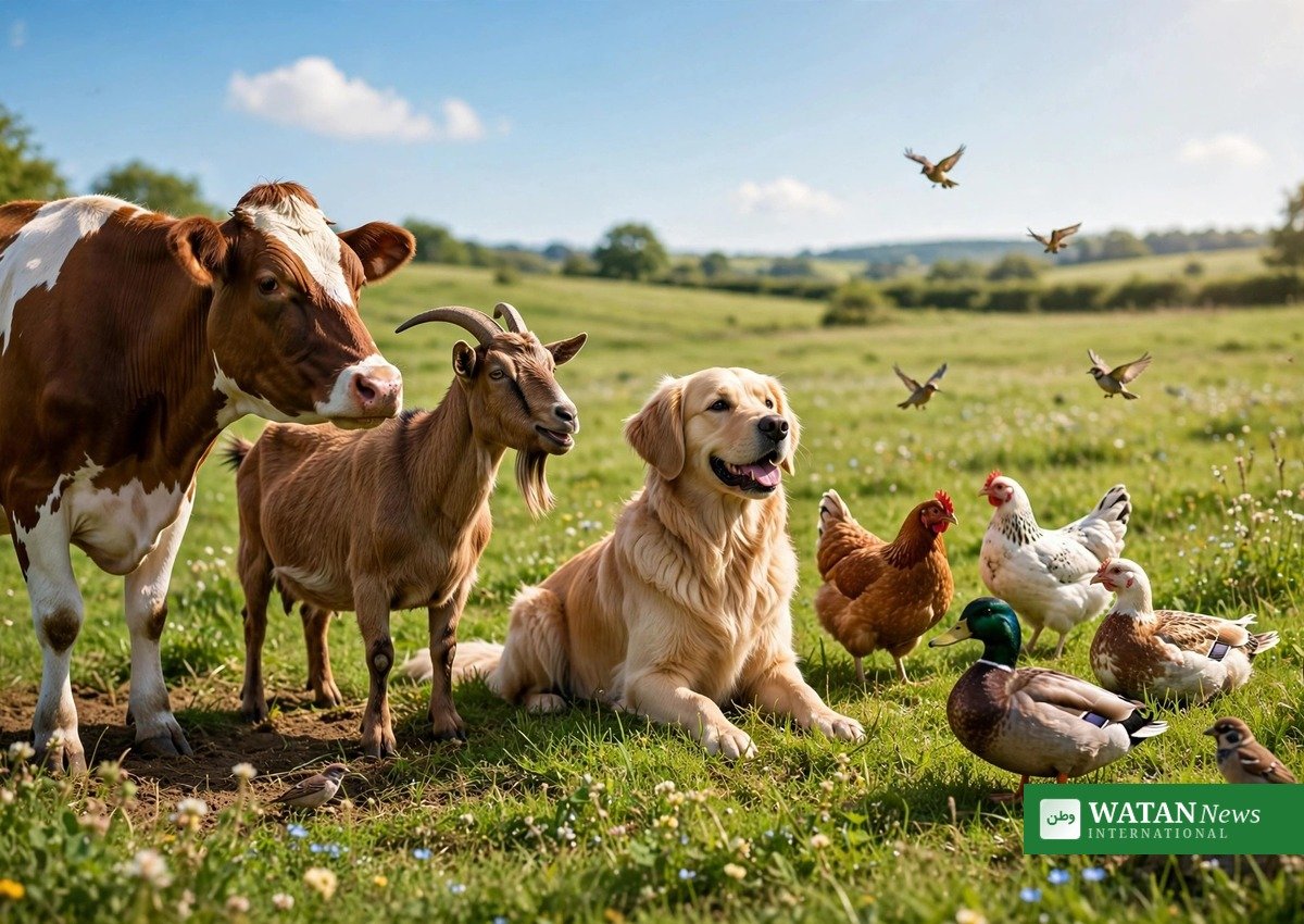 Hands gently caring for a goat — responsible care of animals was the theme of the UAF World Animal Day walk (illustration)
