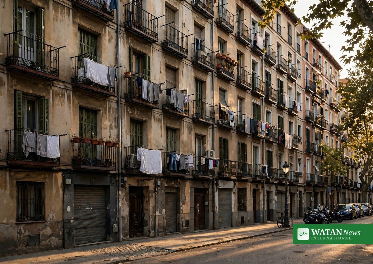 Boligblokke med altaner i Madrid under den spanske boligkrise