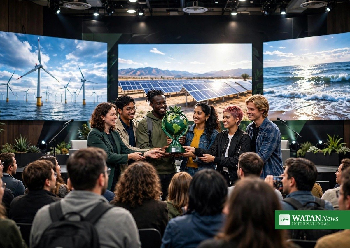 Earthshot Prize-topmødet i Mumbai 2026: miljøinnovatører på scenen med grønt trofæ