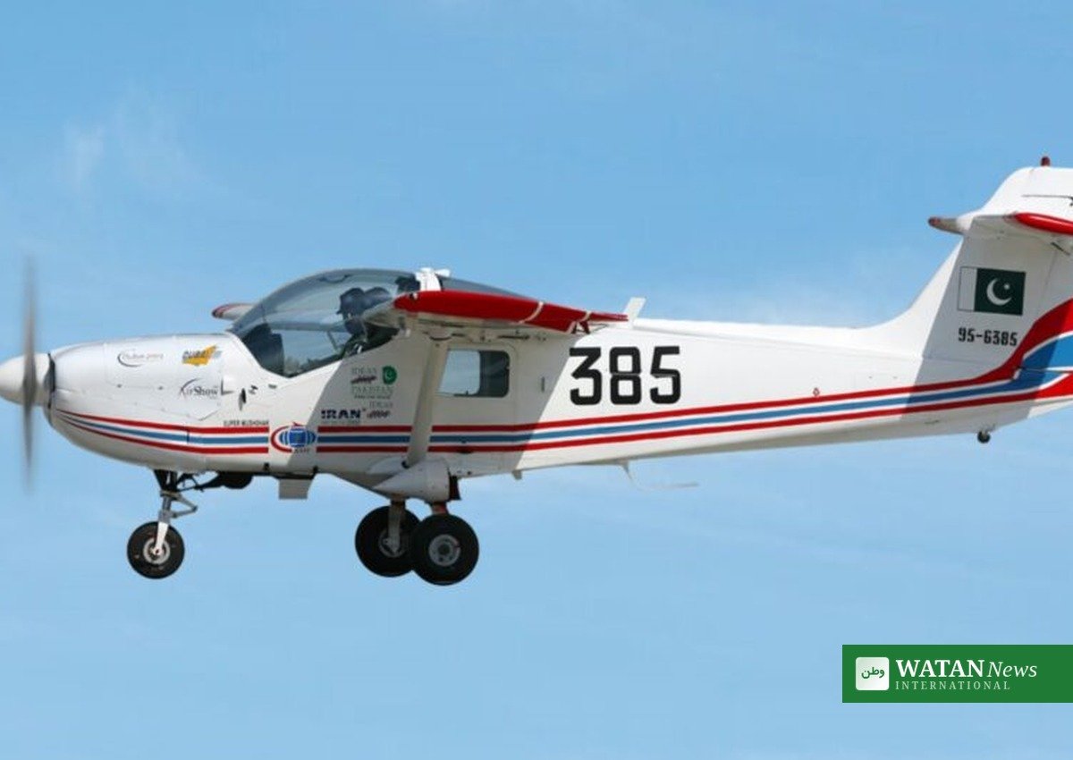 Super Mushshak trainer aircraft in flight — the Pakistan Army Aviation aircraft type that crashed near Quetta
