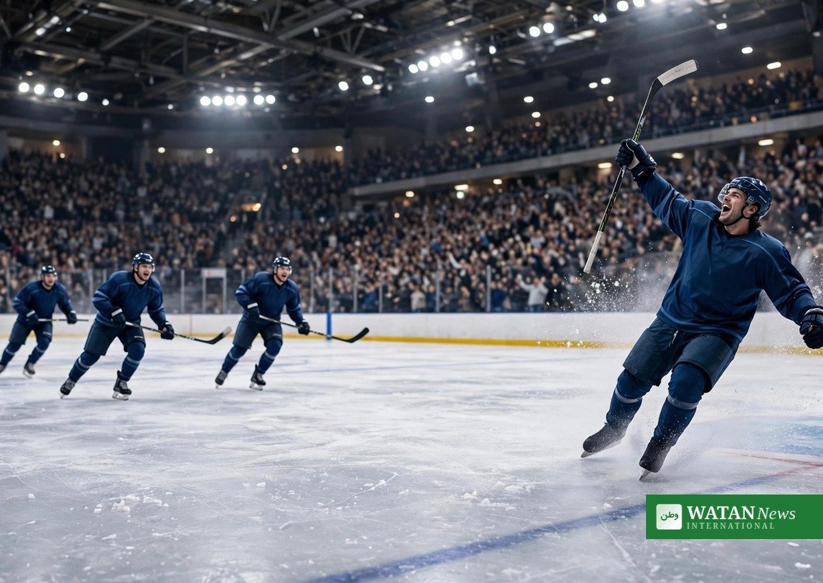 Aalborg-spiller jubler efter scoring i tomt mål – Jeppe Jul Korsgaard lukkede Aalborg Pirates' 7-4-sejr over Rungsted Seier Capital (illustration)