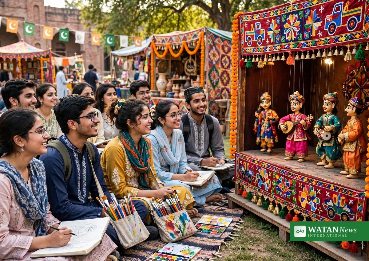 Art students watching a traditional puppet performance after the PNCA puppetry workshop (illustration)