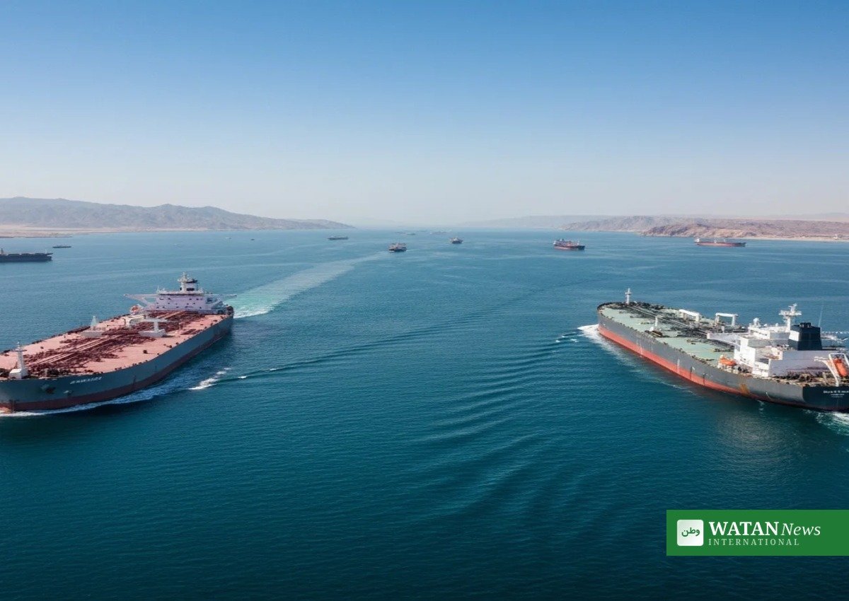 Oil tankers sail near the Strait of Hormuz amid the US blockade on Iranian oil exports