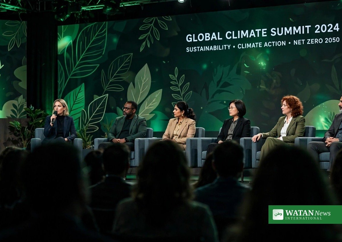 Paneldebat på scenen ved Climate Change Summit klimabegivenhed i Bukarest