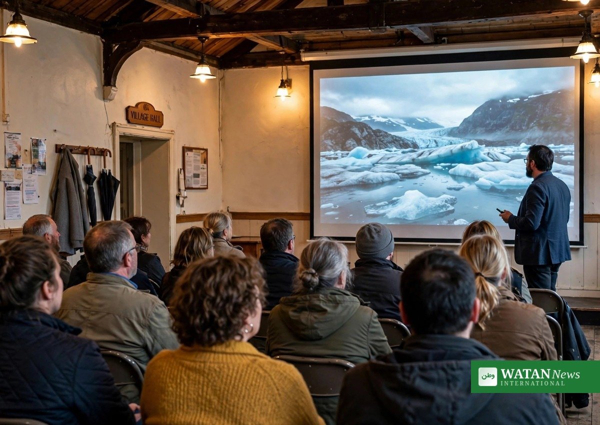 People's Emergency Briefing screening — audience watching the climate film in a village hall