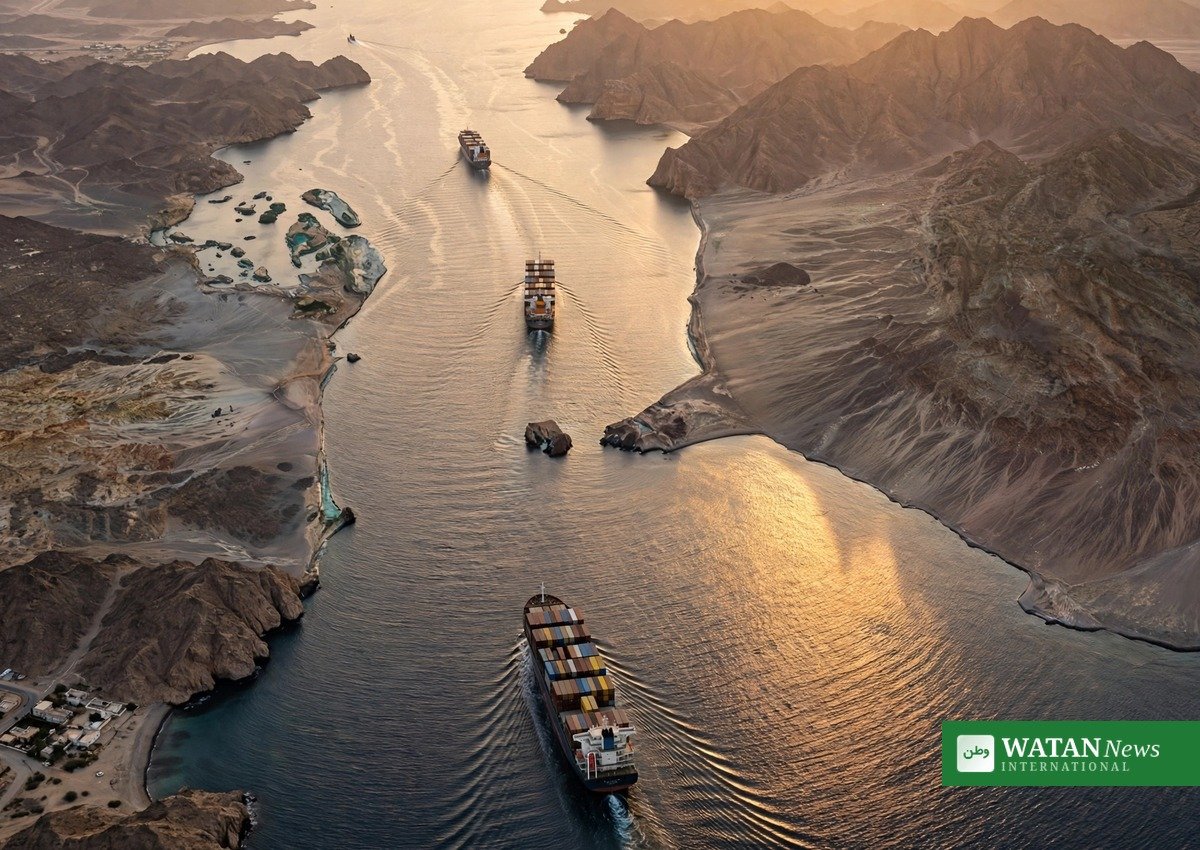 Yemen military operation: cargo ships sailing through the Bab al-Mandab strait (illustration)