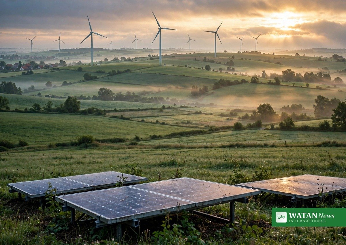 Wind turbines at sunrise, illustrating the 250 MW of wind power planned alongside the Tenevo solar-plus-storage complex in Bulgaria