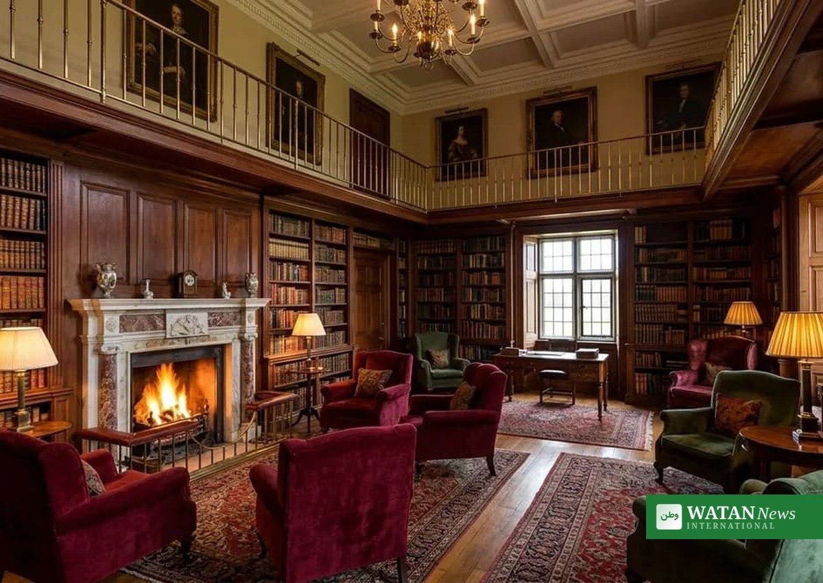 Soft travel reading retreat — a grand library made for slow literary journeys