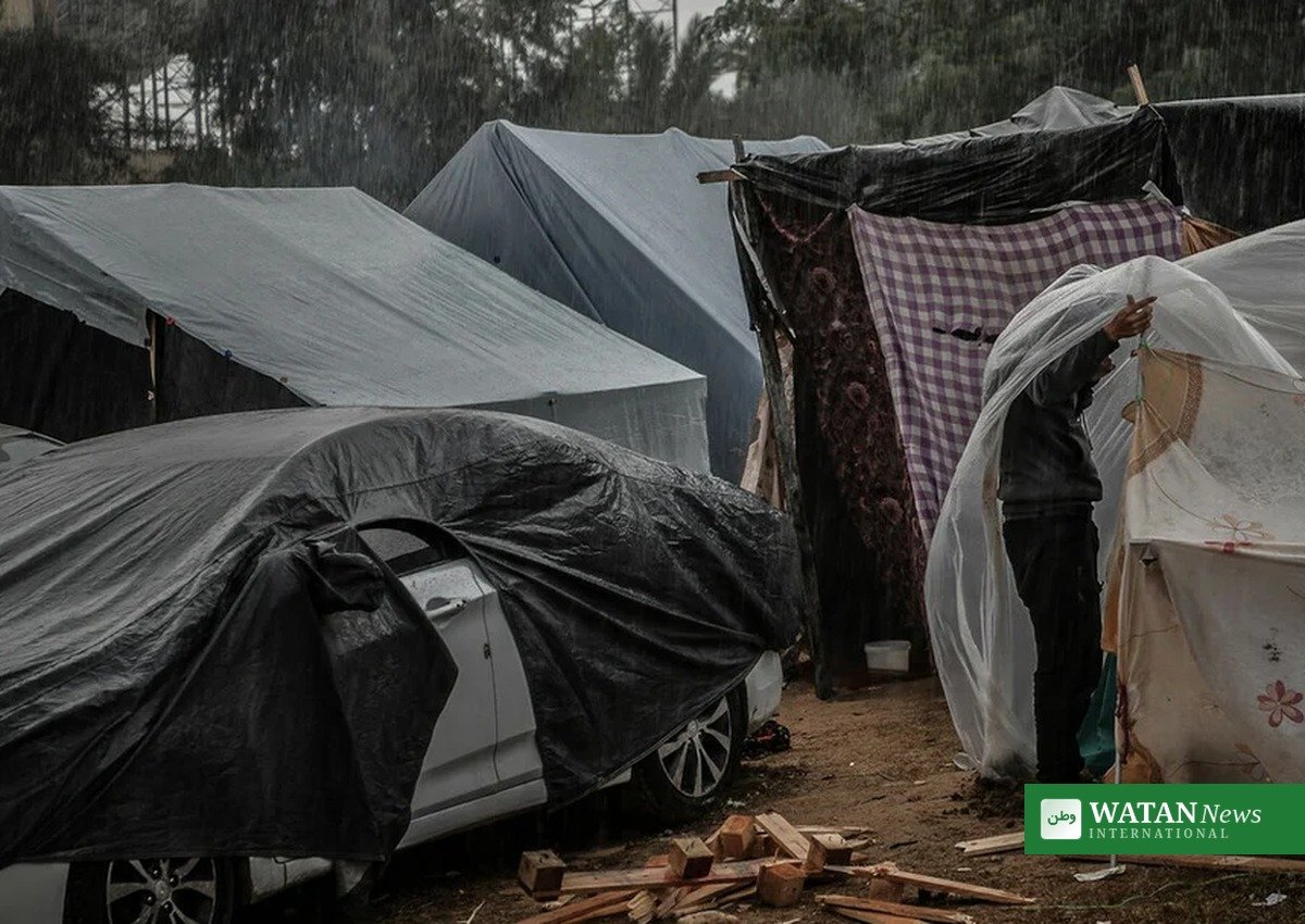 Regn over telte i Gaza vinterkrise – fordrevne i Khan Younis