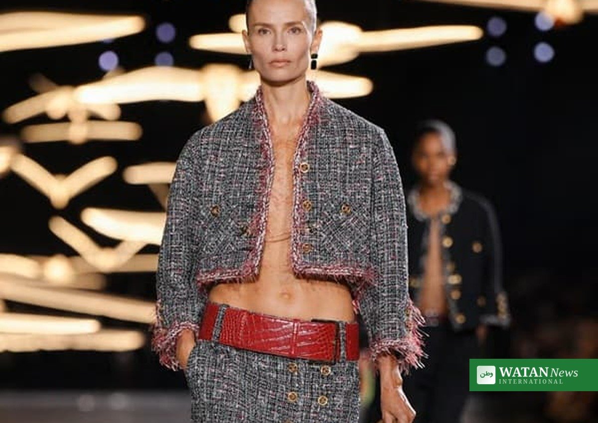 Chanel SS27 reworked tweed jacket with raw edges on the runway