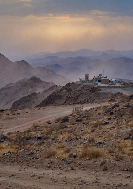Iran insurgency: security outpost on a dusty mountain ridge in southeastern Iran