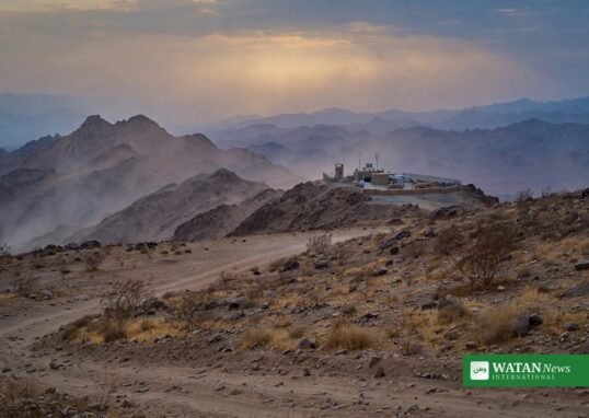 Iran insurgency: security outpost on a dusty mountain ridge in southeastern Iran
