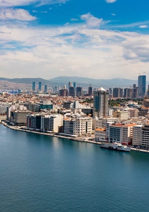 Izmir waterfront skyline in Turkey