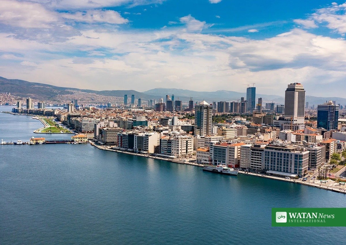 Izmir waterfront skyline in Turkey