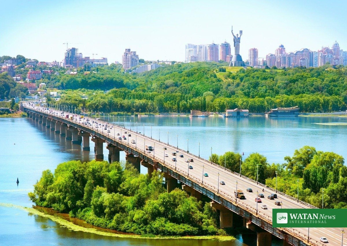 Bridge over the Dnipro River in Kyiv after three straight days of Russian bridge strikes