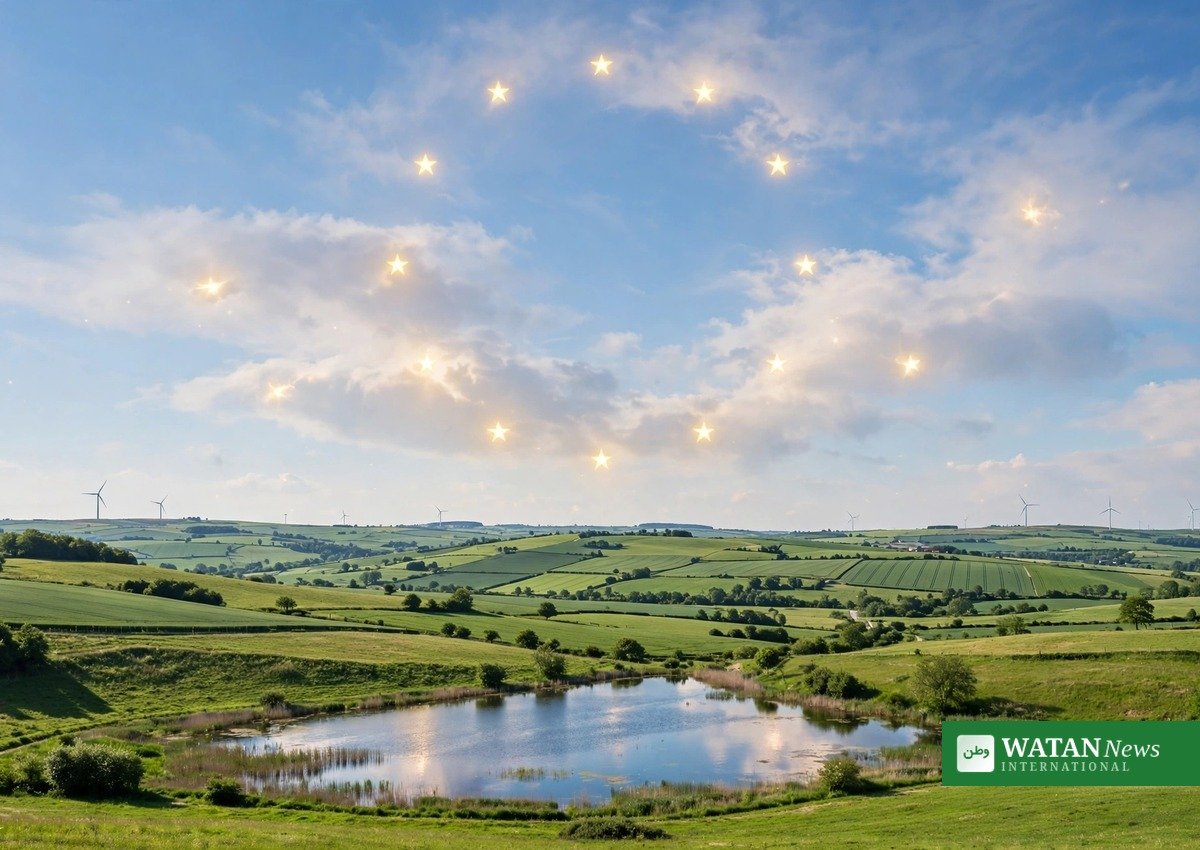 EU LIFE funding record – EU stars over a green European landscape