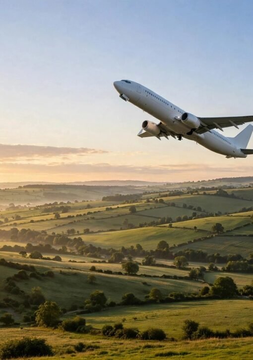 Lufthansa Impact Fare passagerfly letter over grønt landskab