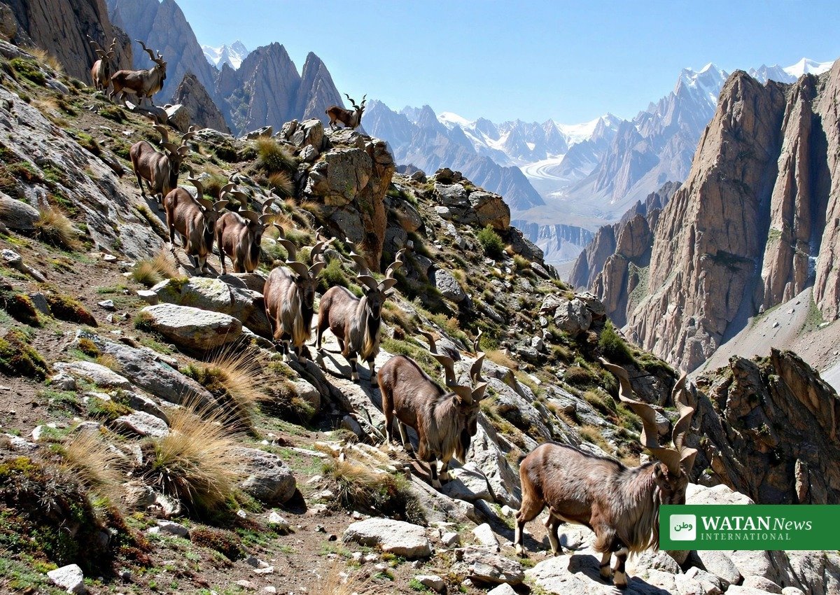 مارخور — قراقرم میں مارخوروں کا ریوڑ