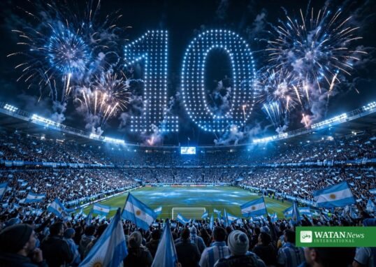 Lionel Messi final Argentina match — packed Estadio Monumental with drone show during the farewell against Benin