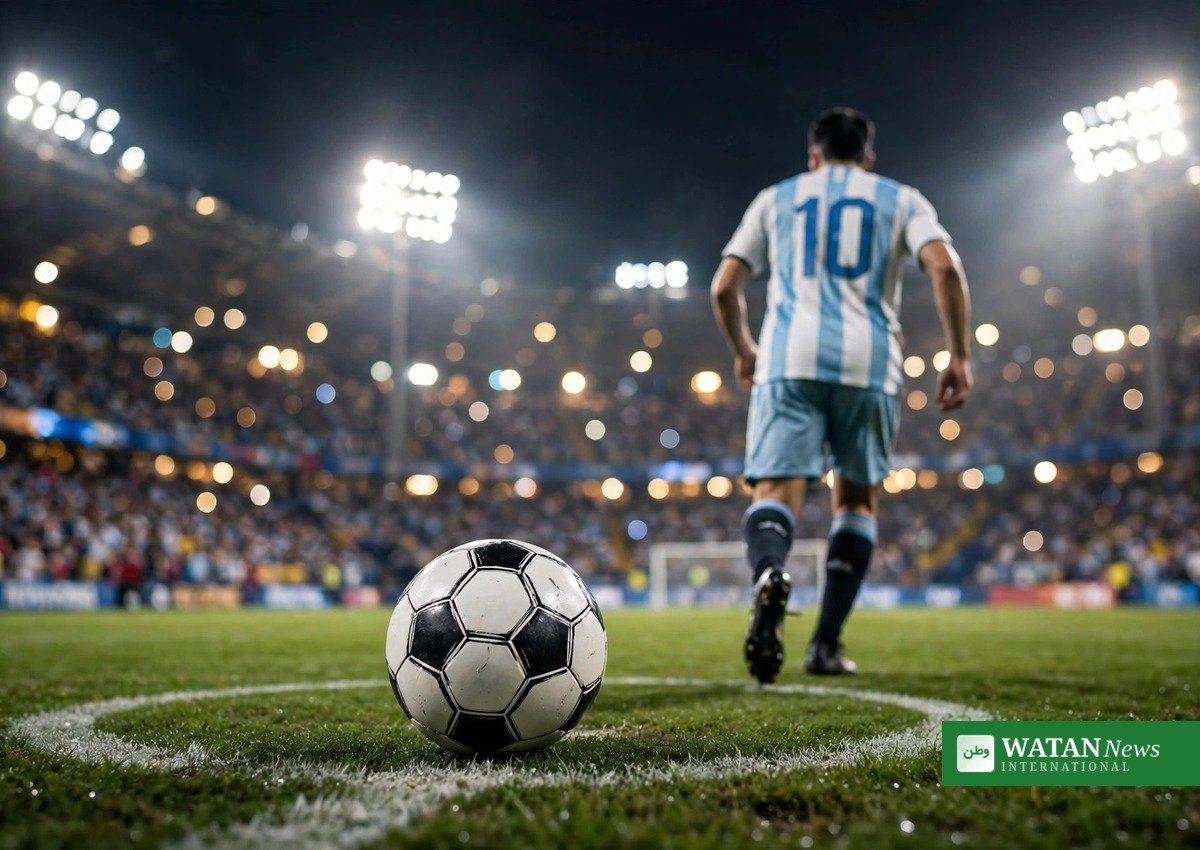 Lionel Messi's final Argentina match — the number 10 on the penalty spot at the floodlit Estadio Monumental