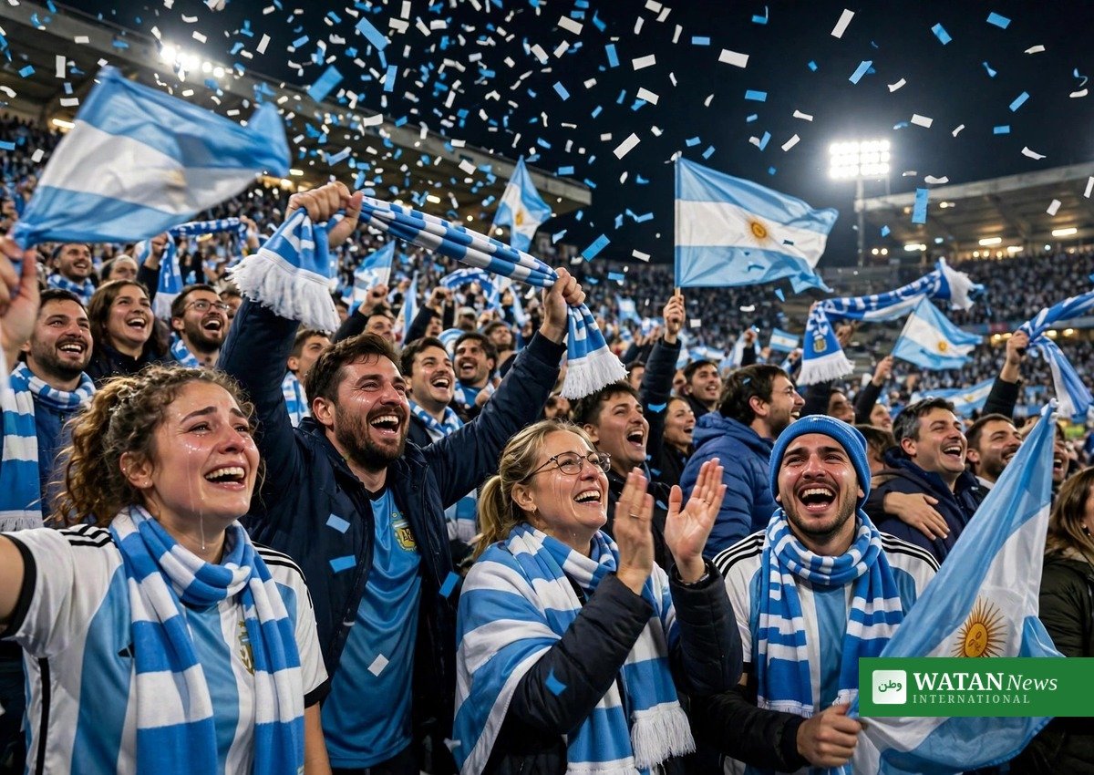 Lionel Messi's final Argentina match — Argentina fans with flags and confetti at the Estadio Monumental