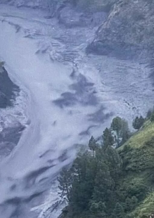 Budhi Gandaki river in spate in Gorkha, Nepal after the flash flood