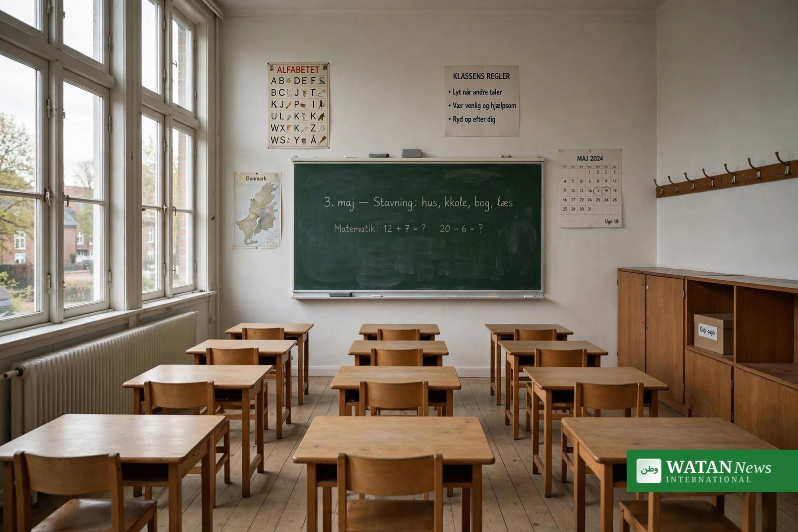 Vold i skolen – tomt dansk folkeskoleklasseværelse