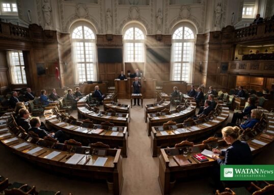 Folketingssalen på Christiansborg — analytiker advarer at Venstre er på vej gennem helvede
