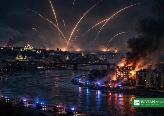 Russia strikes Ukraine — Kyiv at night as air defenses engage Russian drones and missiles