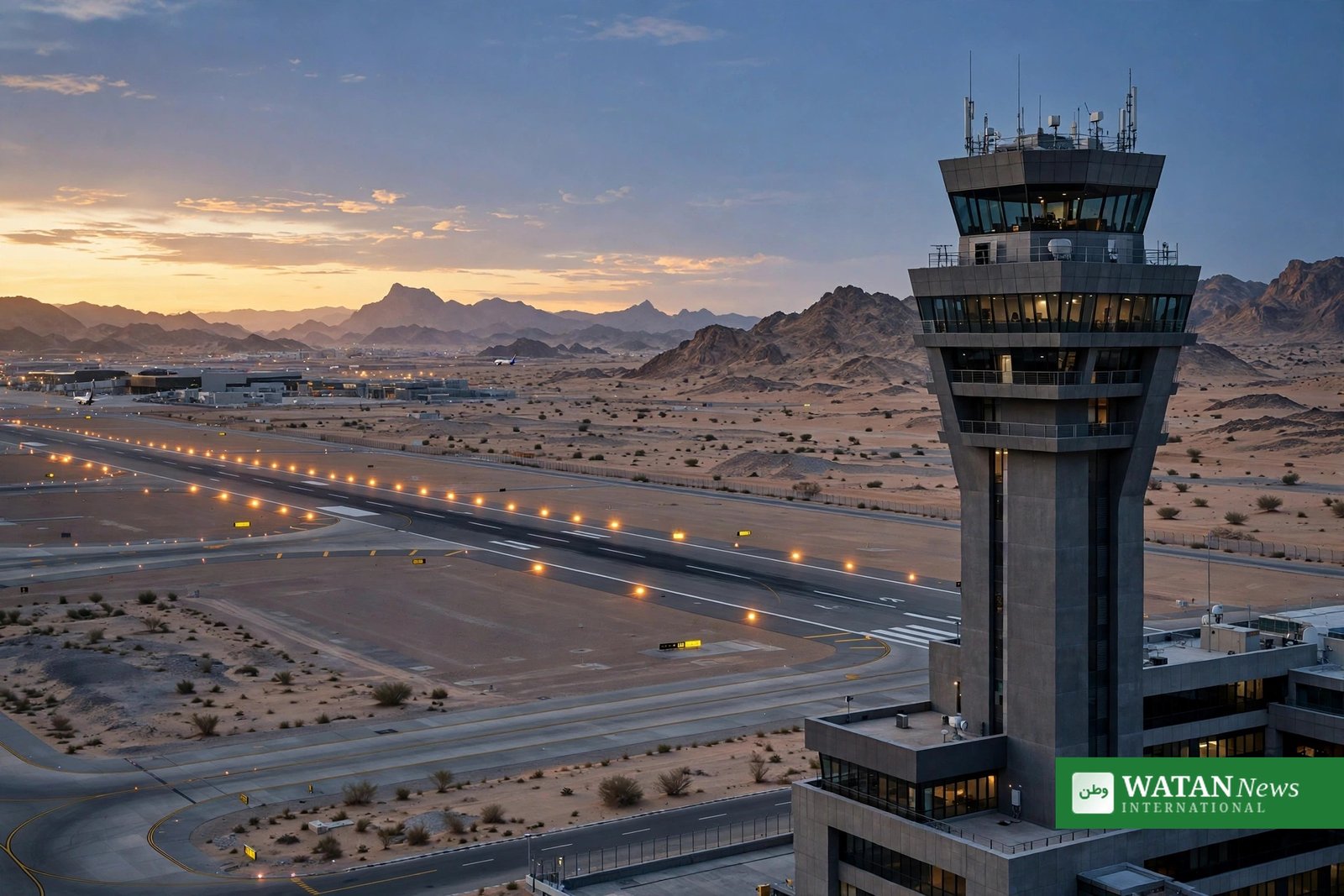 Flydubai hijacking: Tabuk airport in Saudi Arabia at dusk, where flight FZ1073 made an emergency landing