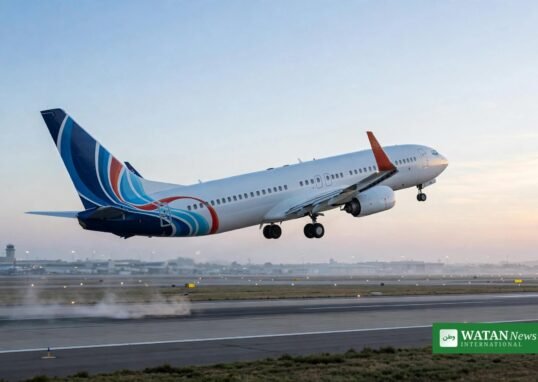 flydubai passenger jet taking off - Photo: Watan News