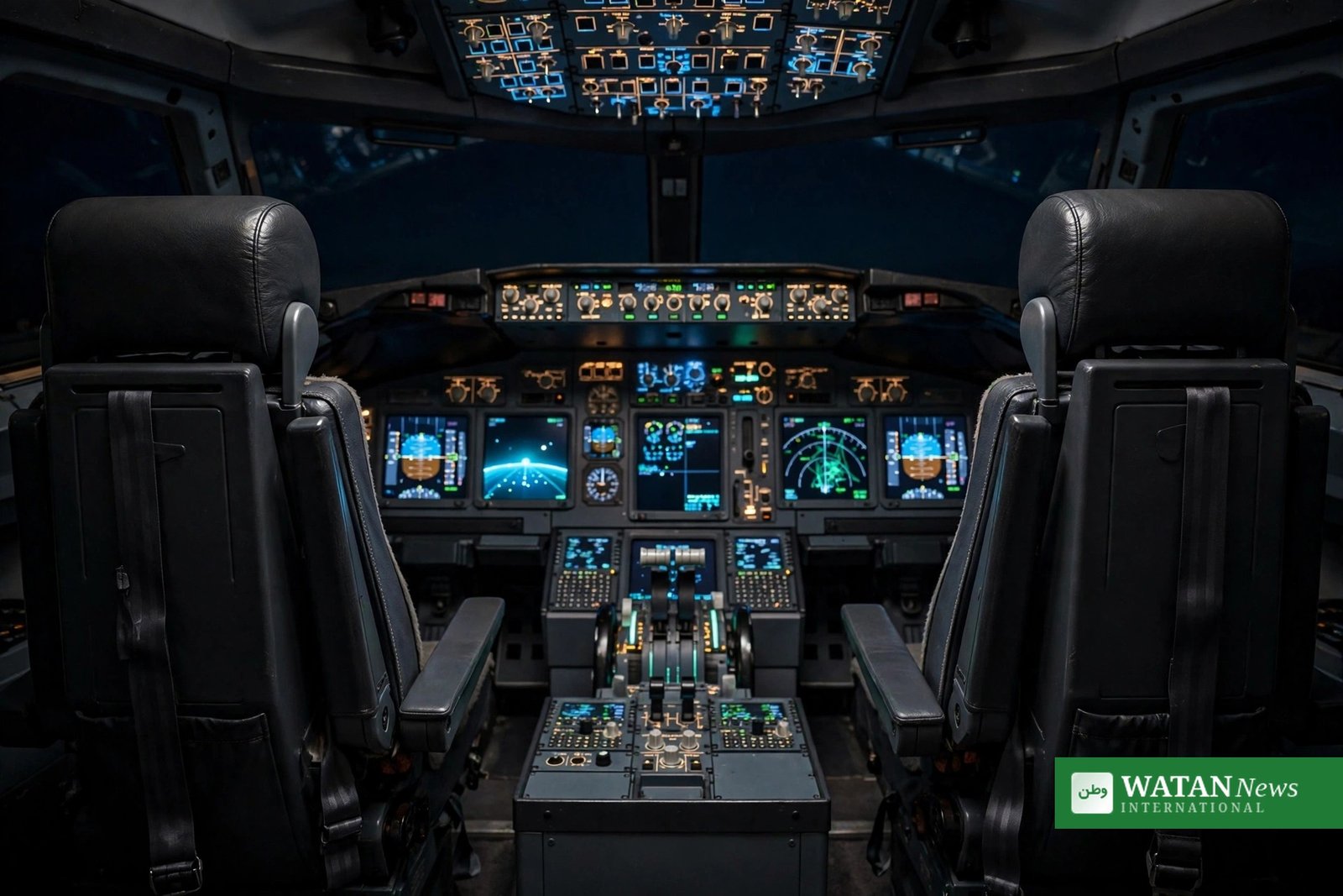 Empty airliner cockpit — the flydubai cockpit stabbing happened in the flight deck of Flight FZ1073