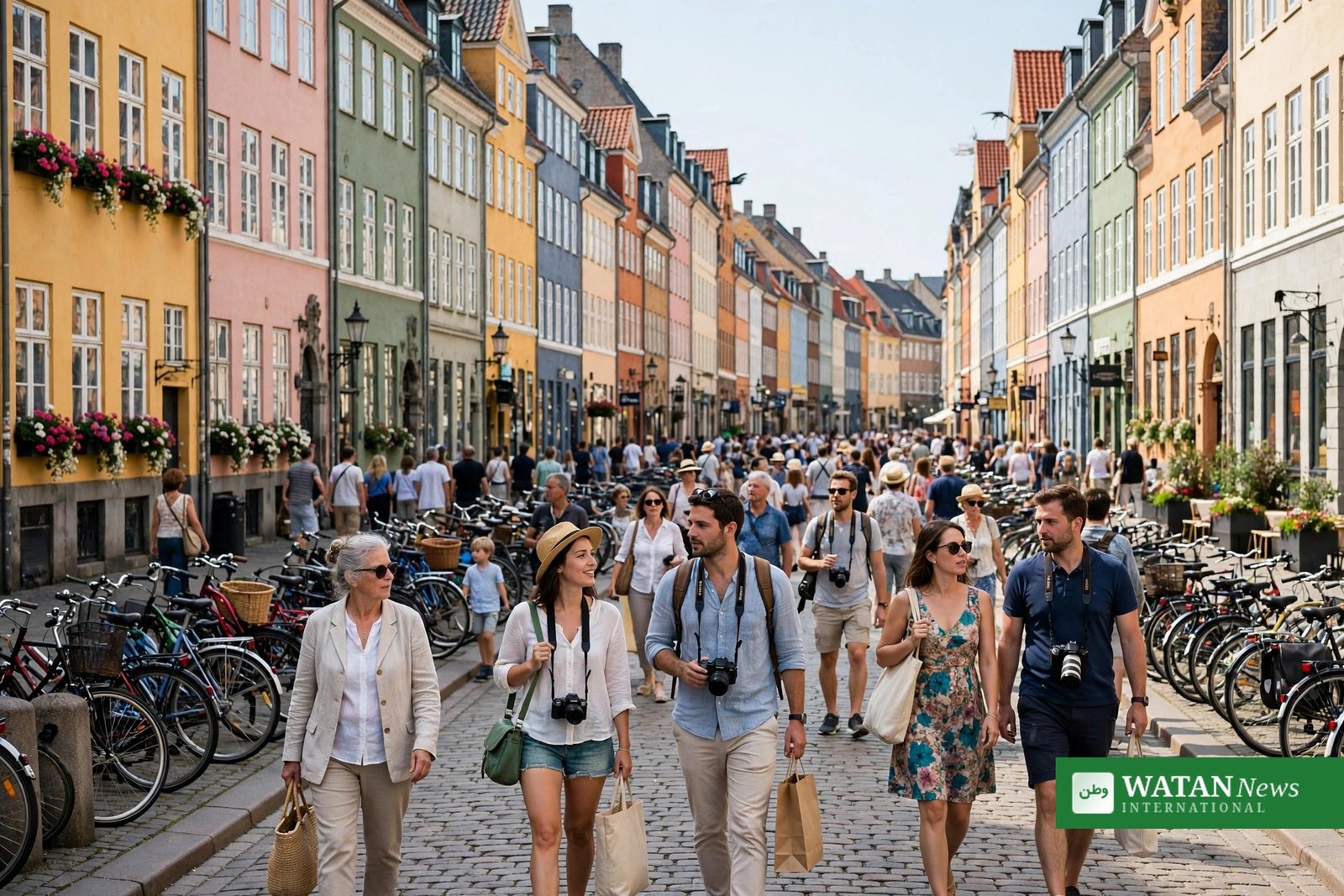 Engelsktalende personale København: turister på gågade i det centrale København
