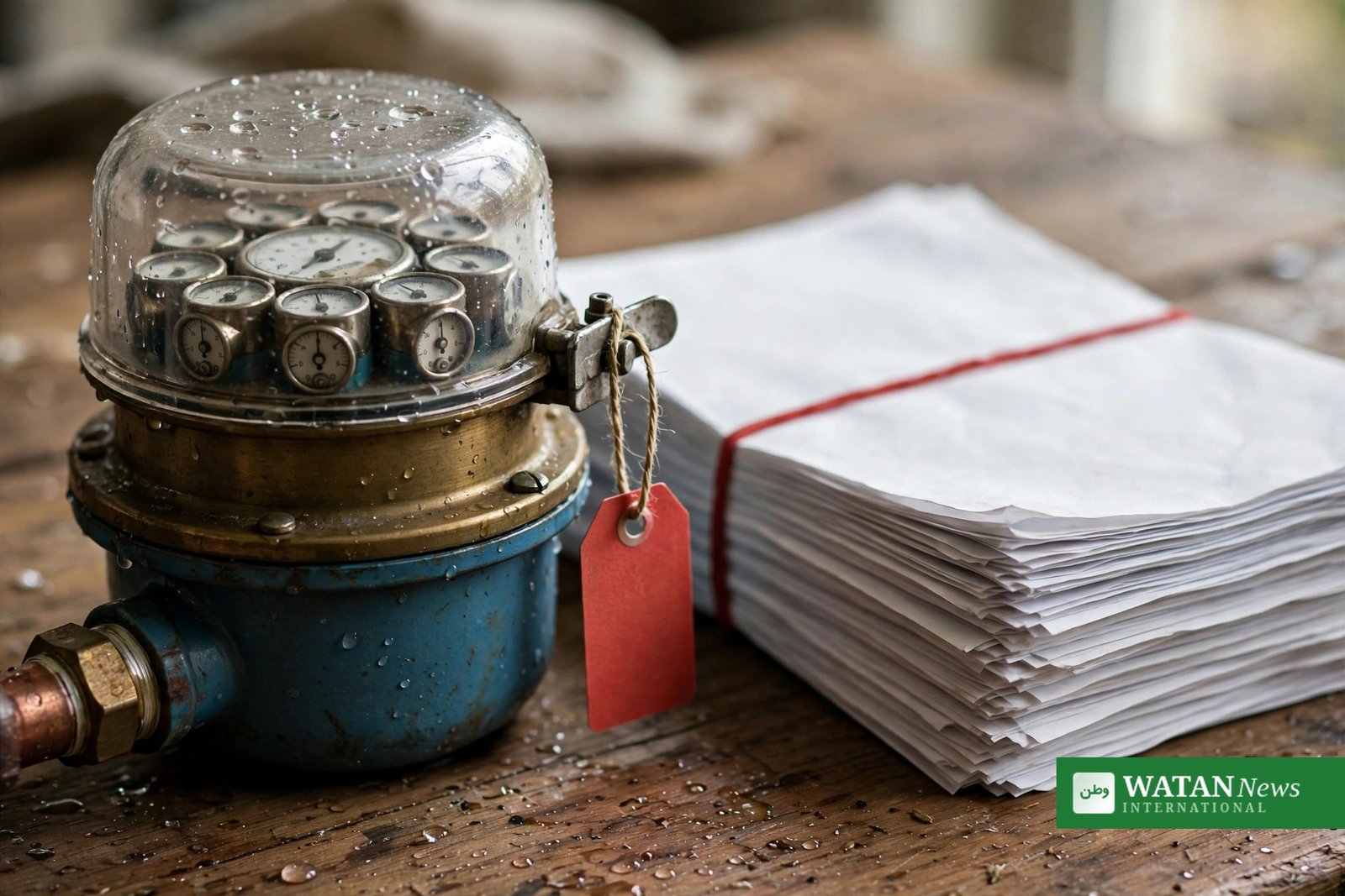 WASA recovery drive Rawalpindi: water meter beside unpaid billing paperwork (symbolic image)