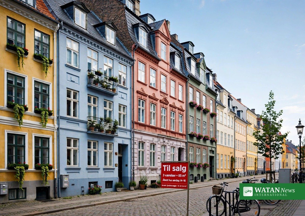 Københavnsk boligkvarter med 'Til salg'-skilt – debatten om rentefradrag og boliglån