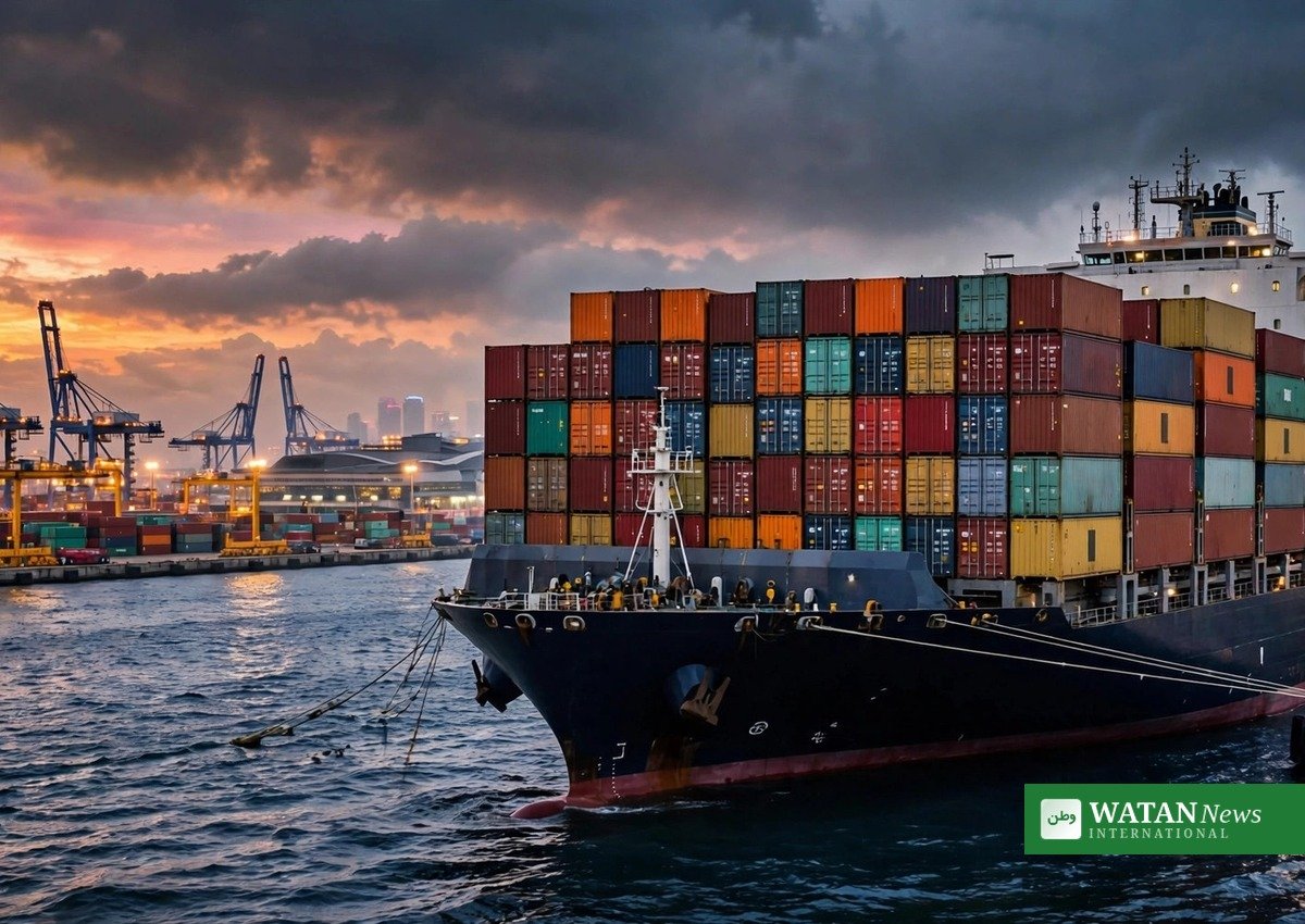 Container ship at a Chinese cargo port - Pakistan exports to China 2026 surge 40.5 percent to $2.386 billion