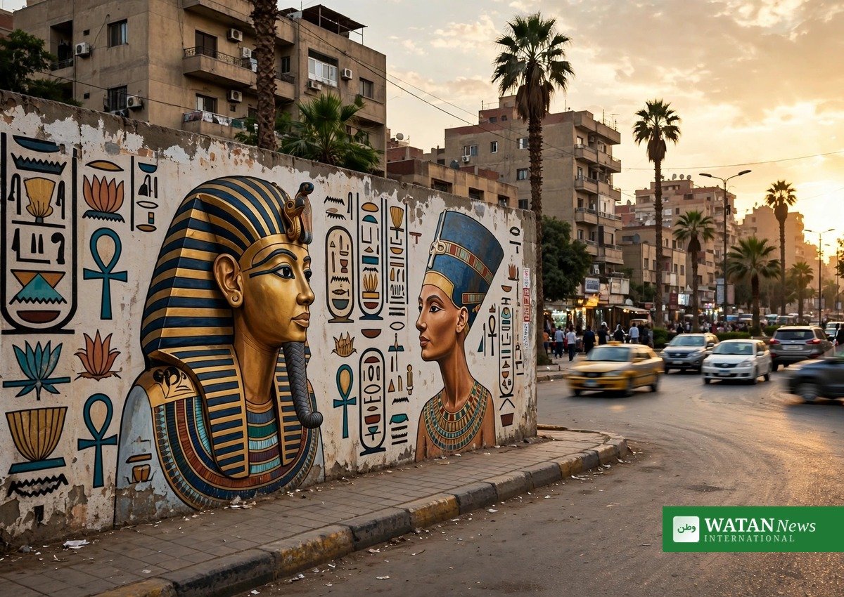 Cairo mural controversy: Tutankhamun and Nefertiti mural painted in Tahrir Square, Cairo