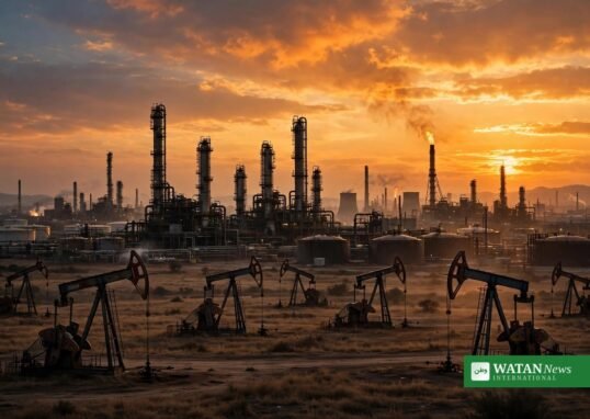 Oil pumpjacks and refinery at sunset after OPEC cut its 2026 oil demand growth forecast to 400,000 barrels per day