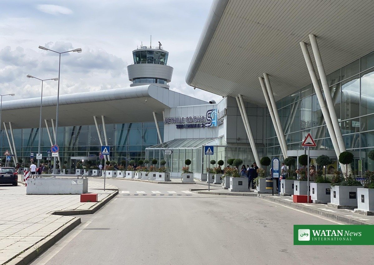Sofia airport terminal in Bulgaria where the Austrian Airlines bomb threat flight landed