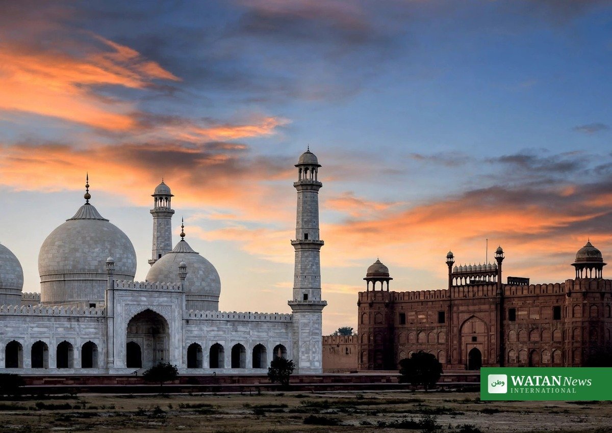 Badshahi Mosque and Lahore Fort at sunset in Lahore, where PM Shehbaz Sharif visited Interior Minister Mohsin Naqvi's residence