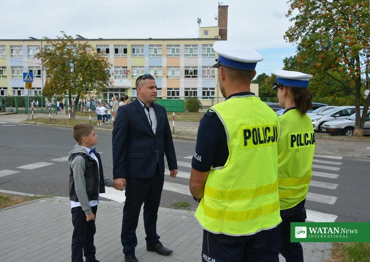 Poland school attack: police outside a school in Leszczydol-Nowiny, Poland