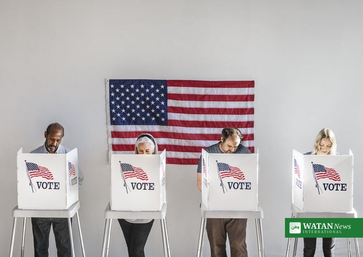 Voters at polling booths in the United States