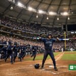 Rays Brewers Game 4 walk-off celebration at Tropicana Field