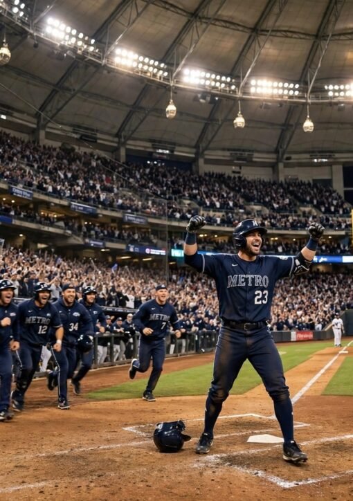 Rays Brewers Game 4 walk-off celebration at Tropicana Field