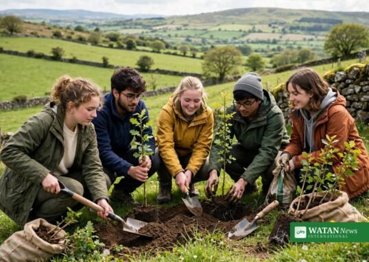 Unge klimaambassadører planter træer sammen i Irland