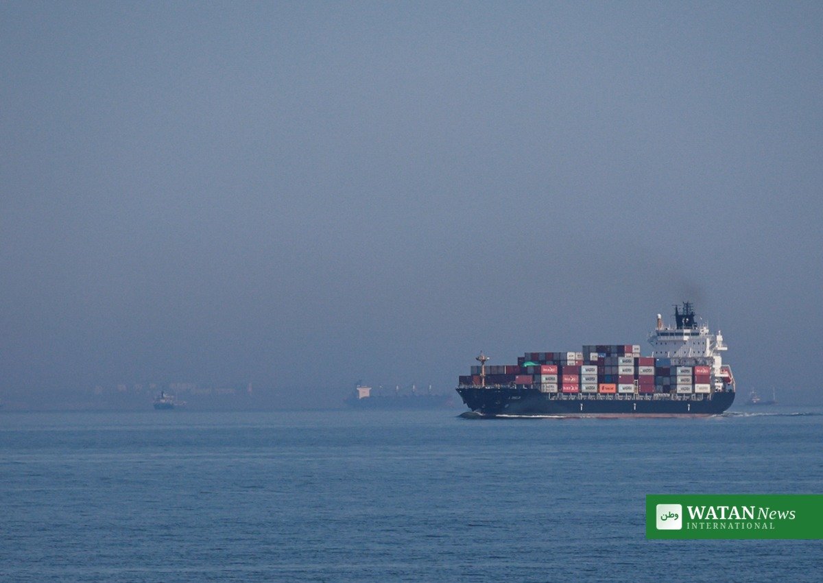 Container ship under way at sea in the Black Sea region