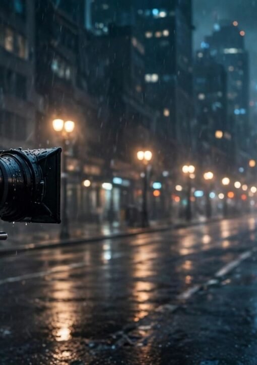 رات کے شہر میں فلم کیمرے کے ساتھ کرائم ڈراما سیریز کی شوٹنگ کا منظر